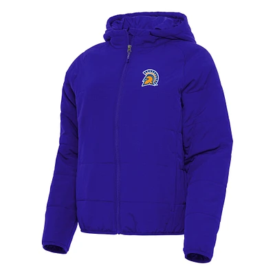 Women's Antigua Royal San Jose State Spartans Universe Full-Zip Puffer Jacket