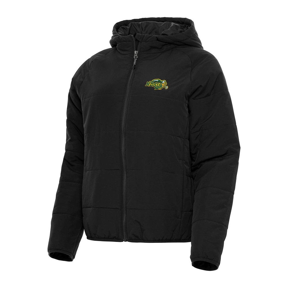 Women's Antigua Black NDSU Bison Universe Full-Zip Puffer Jacket