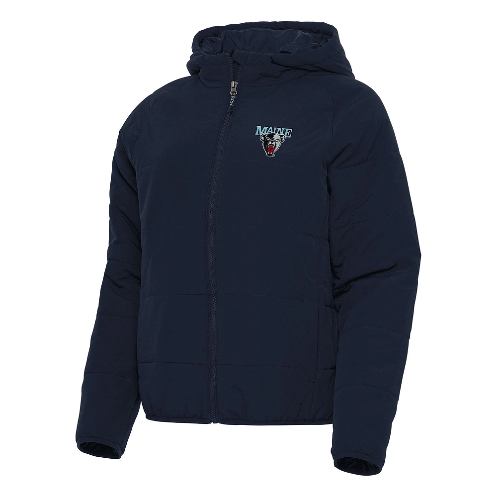 Women's Antigua Navy Maine Black Bears Universe Full-Zip Puffer Jacket