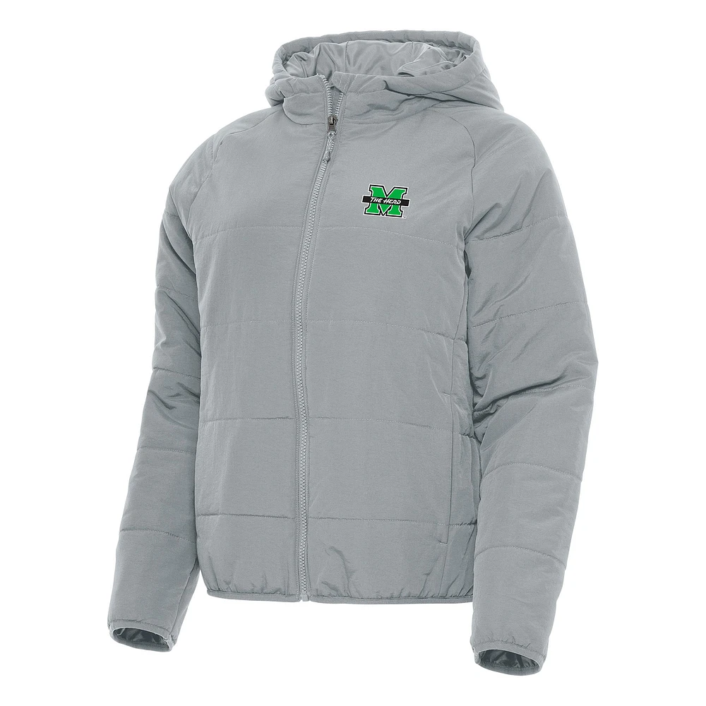 Women's Antigua Gray Marshall Thundering Herd Universe Full-Zip Puffer Jacket