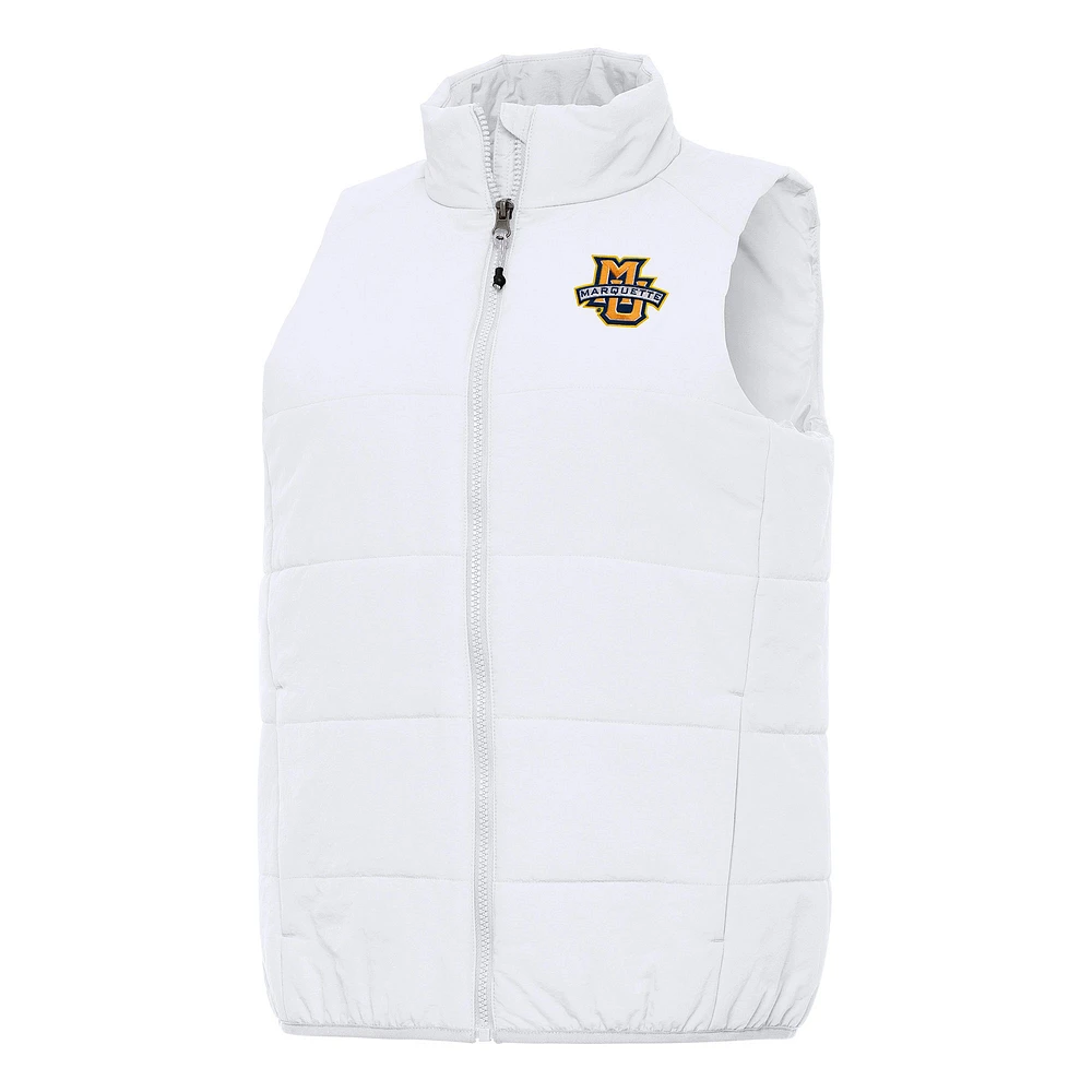 Women's Antigua White Marquette Golden Eagles Experience Full-Zip Vest
