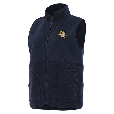 Women's Antigua Navy Marquette Golden Eagles Nostalgic Full-Zip Vest