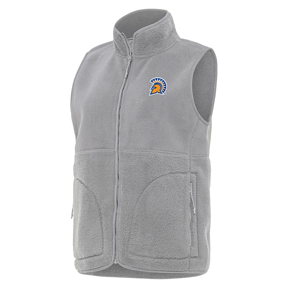 Women's Antigua Gray San Jose State Spartans Nostalgic Full-Zip Vest