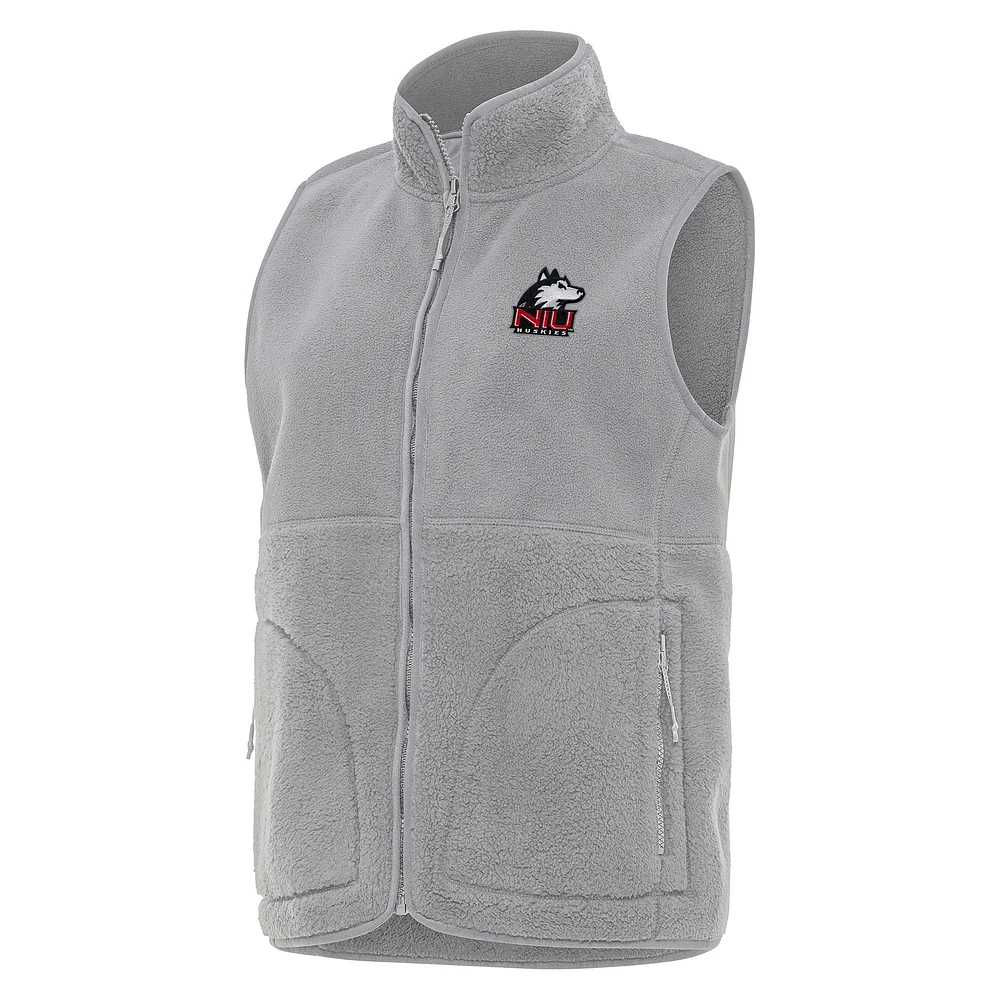 Women's Antigua Gray Northern Illinois Huskies Nostalgic Full-Zip Vest