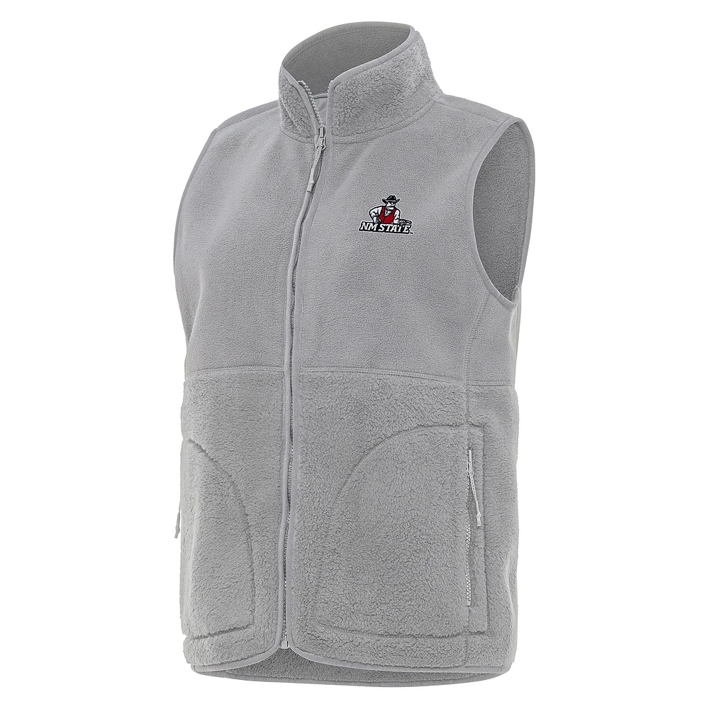 Women's Antigua Gray New Mexico State Aggies Nostalgic Full-Zip Vest