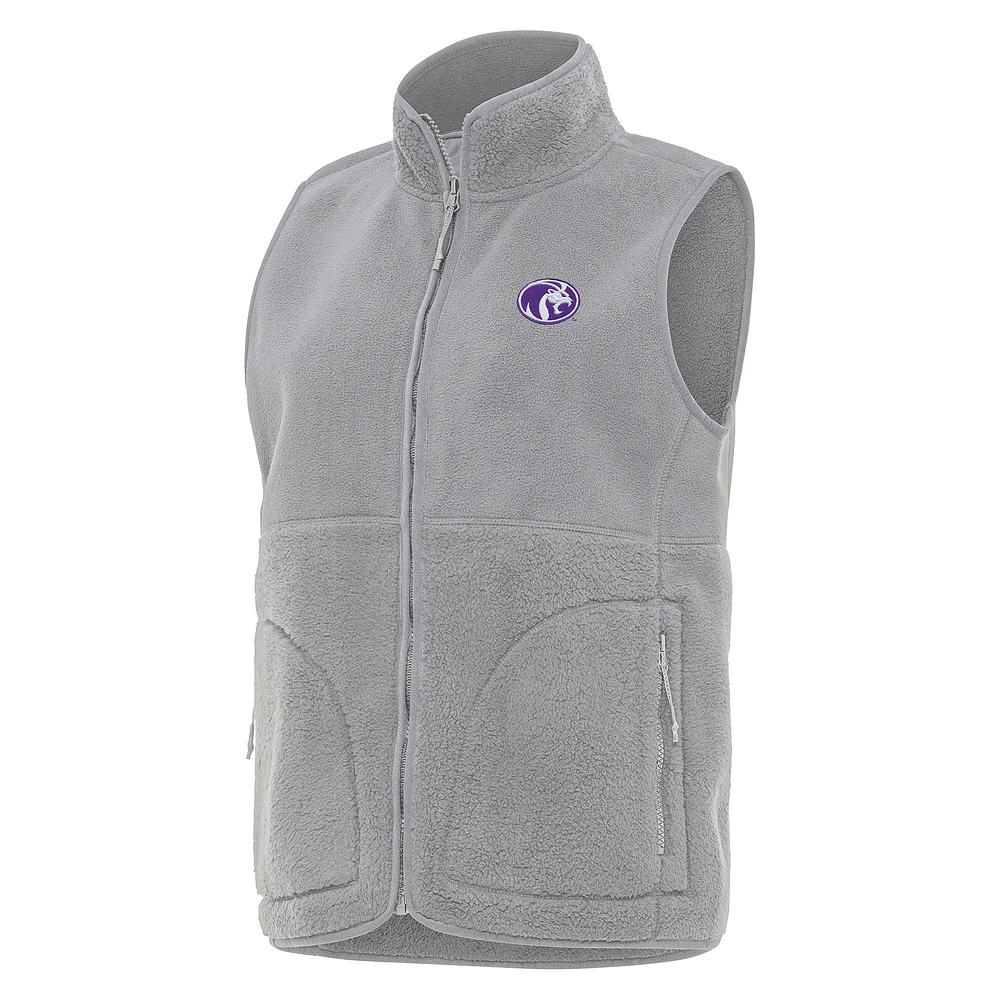 Women's Antigua Gray North Alabama Lions Nostalgic Full-Zip Vest
