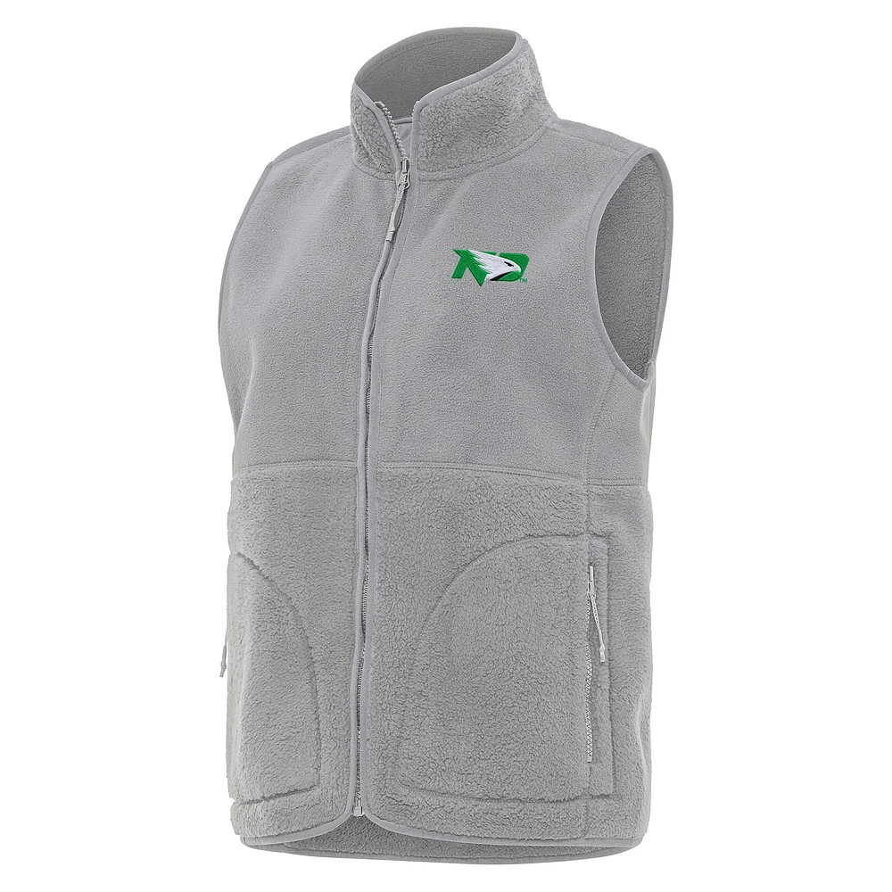 Women's Antigua Gray North Dakota Nostalgic Full-Zip Vest