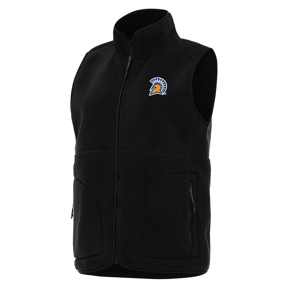 Women's Antigua Black San Jose State Spartans Nostalgic Full-Zip Vest