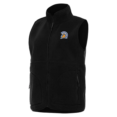 Women's Antigua  Black San Jose State Spartans Nostalgic Full-Zip Vest