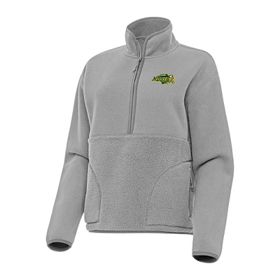 Women's Antigua Gray NDSU Bison Figure Half-Zip Pullover Sweatshirt