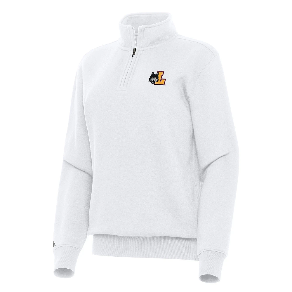 Women's Antigua White Loyola Chicago Ramblers Victory Quarter-Zip Sweatshirt