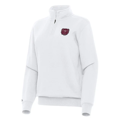 Women's Antigua White Missouri State University Bears Victory Quarter-Zip Sweatshirt