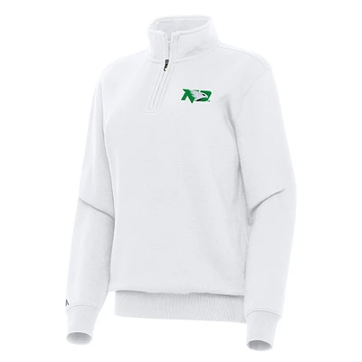 Women's Antigua White North Dakota Victory Quarter-Zip Sweatshirt