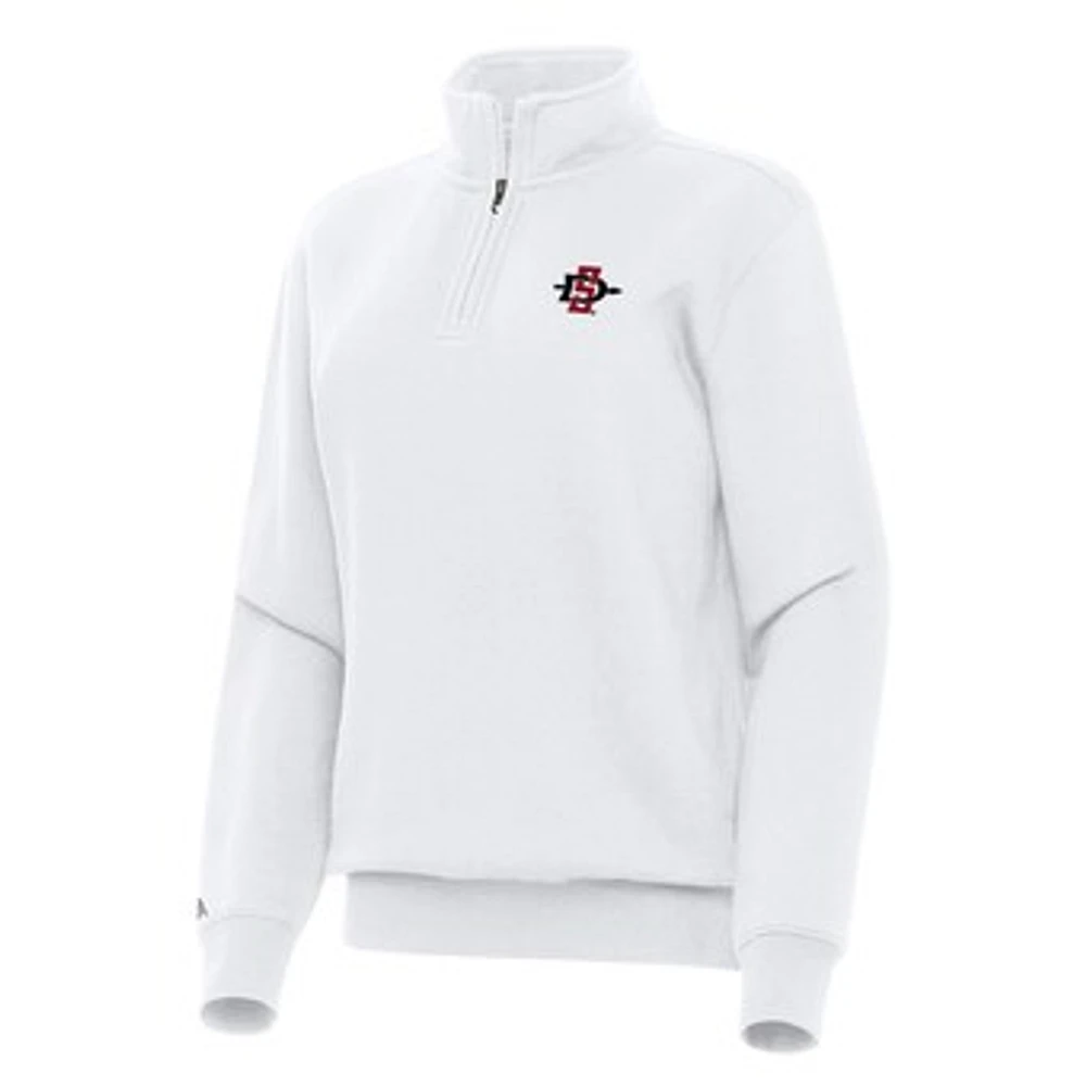 Women's Antigua White San Diego State Aztecs Victory Quarter-Zip Sweatshirt