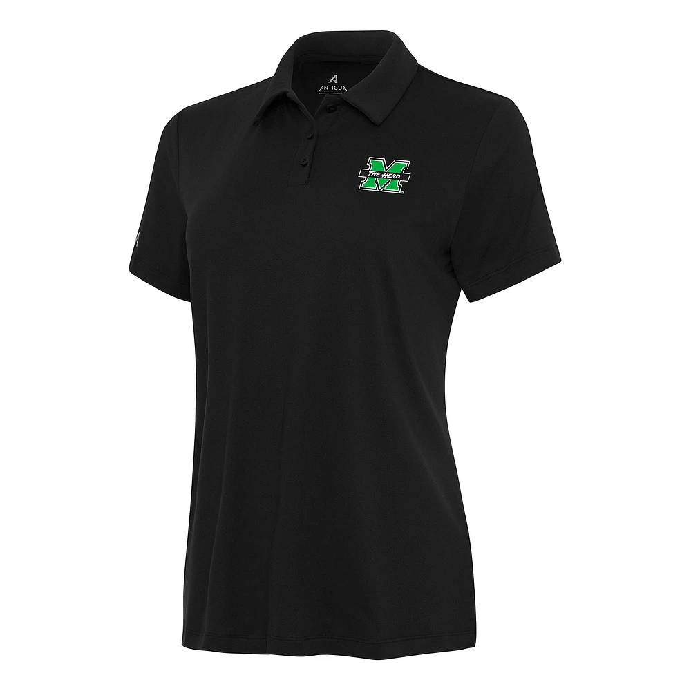 Women's Antigua Black Marshall Thundering Herd Reprocess Polo
