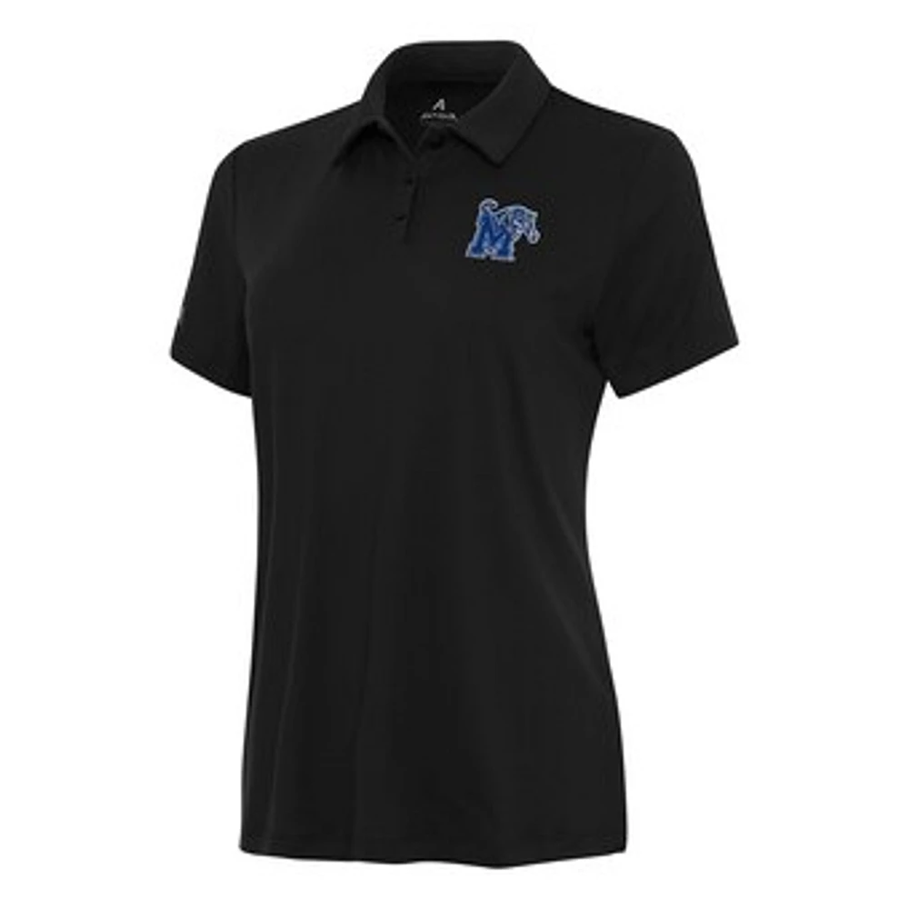 Women's Antigua Black Memphis Tigers Reprocess Polo
