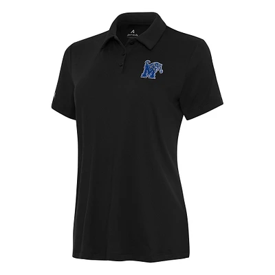 Women's Antigua Black Memphis Tigers Reprocess Polo