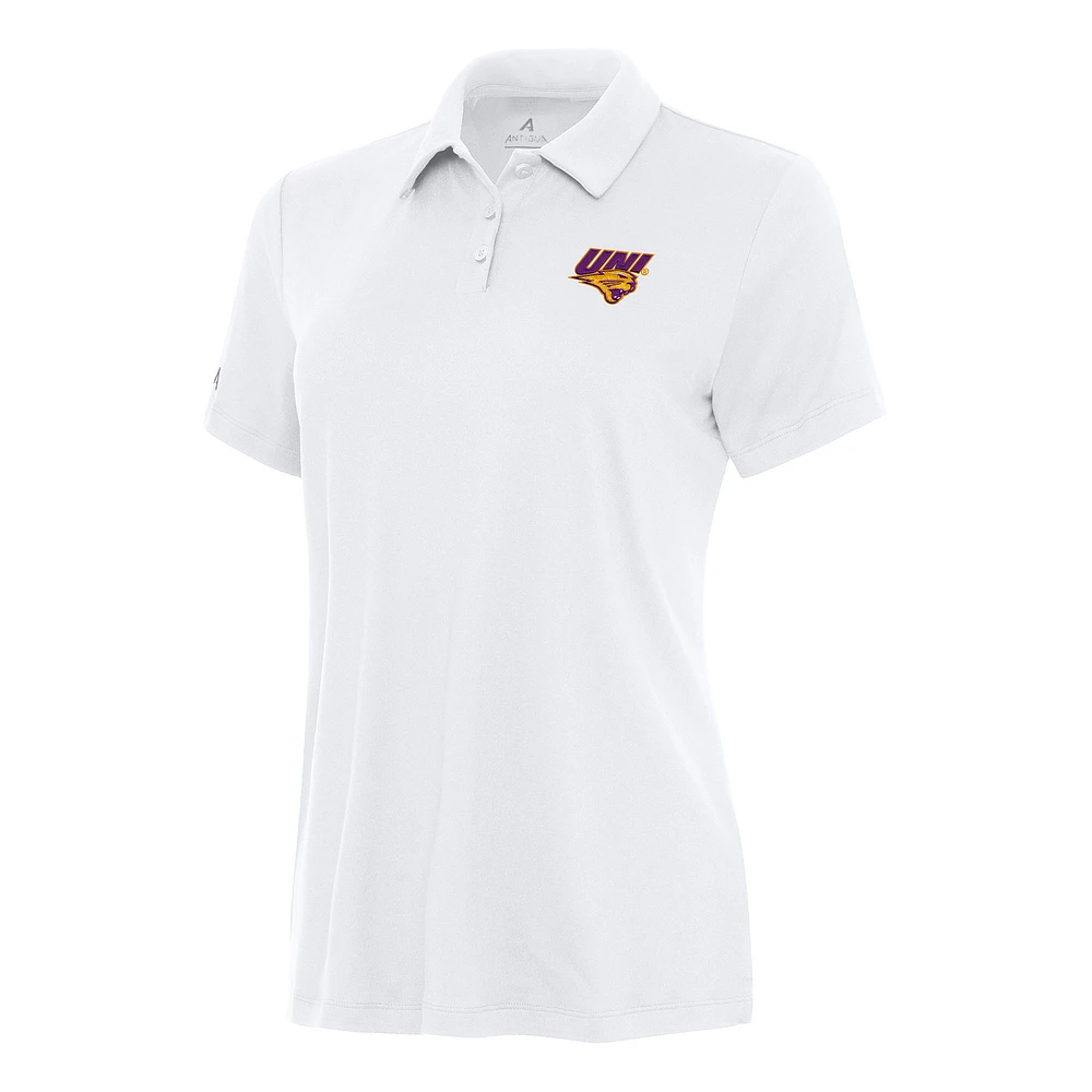 Women's Antigua White Northern Iowa Panthers Reprocess Polo