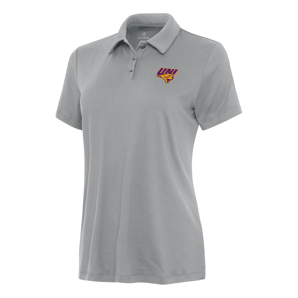 Women's Antigua Gray Northern Iowa Panthers Reprocess Polo