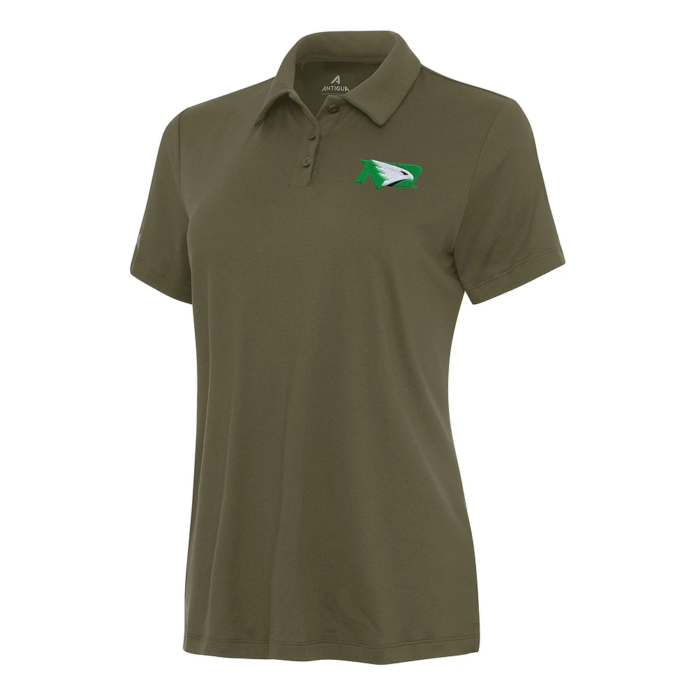 Women's Antigua Olive North Dakota Reprocess Polo