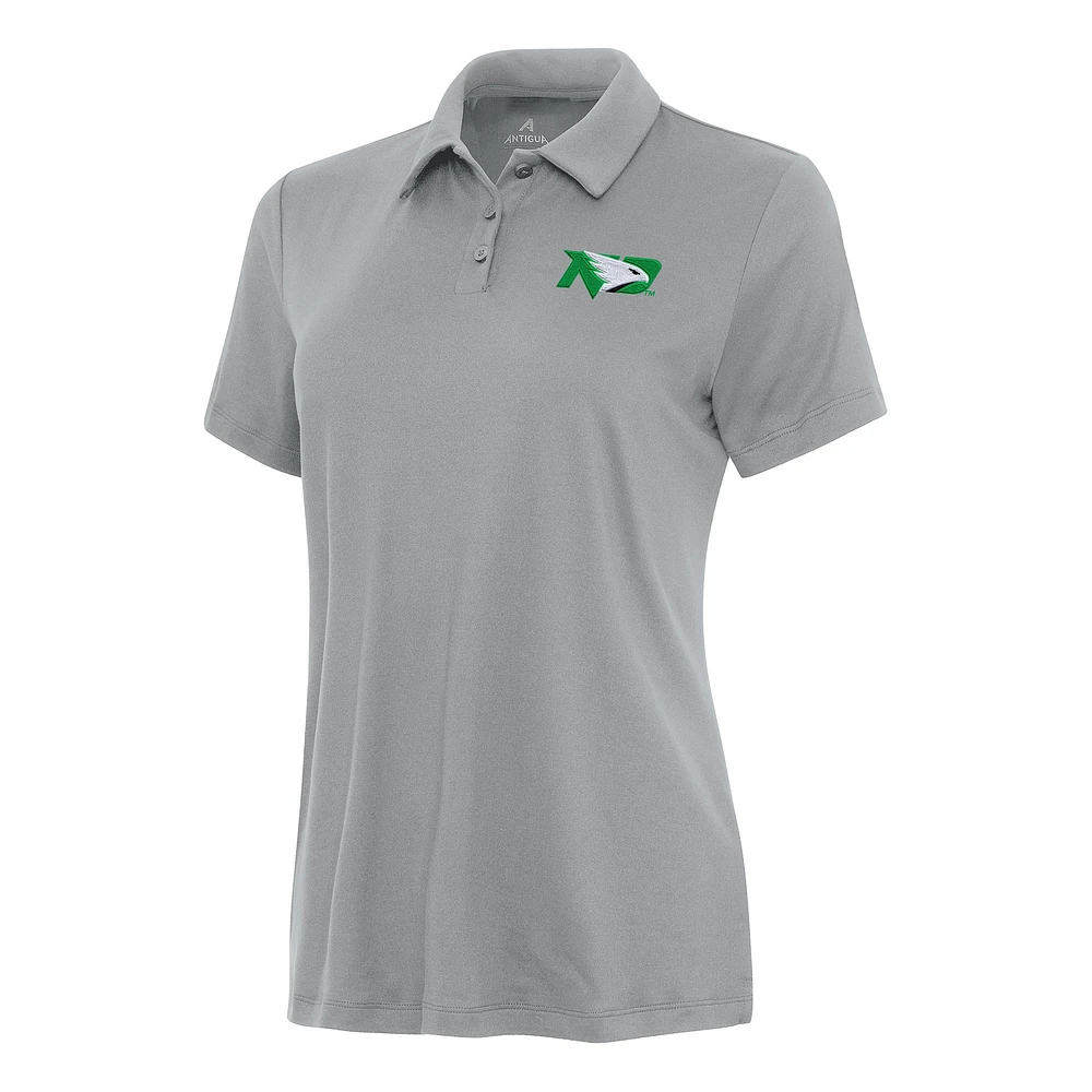 Women's Antigua Gray North Dakota Reprocess Polo