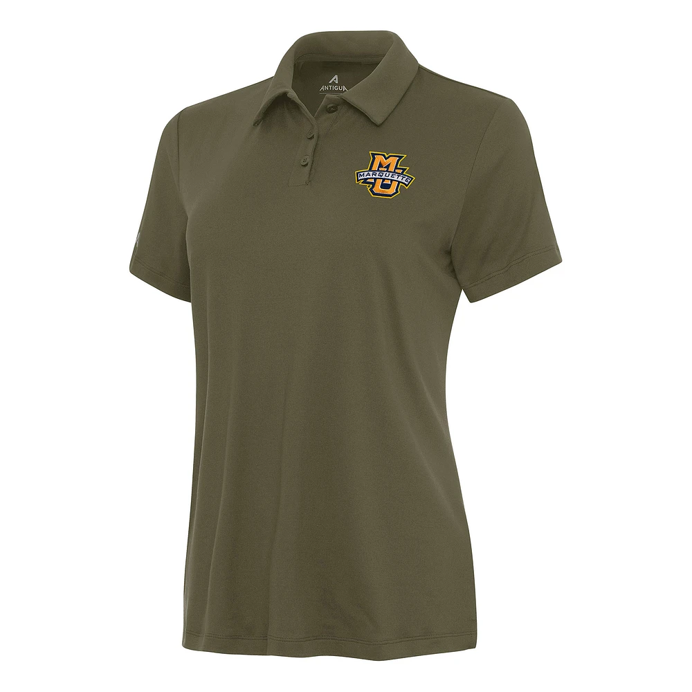 Women's Antigua Olive Marquette Golden Eagles Reprocess Polo