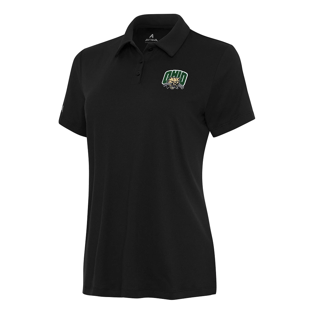 Women's Antigua Black Ohio Bobcats Reprocess Polo