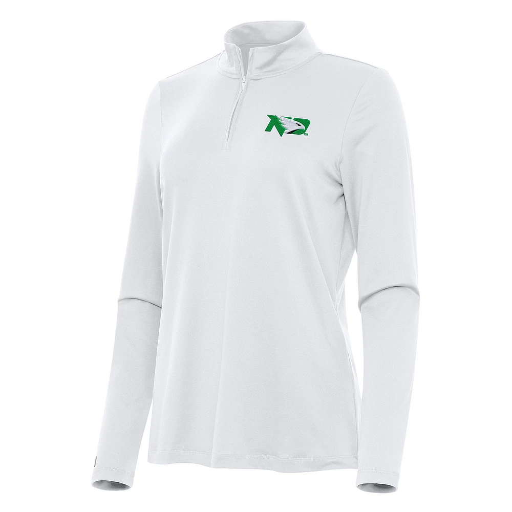 Women's Antigua White North Dakota Reprocess Quarter-Zip Top