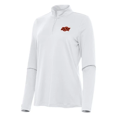 Women's Antigua White Oklahoma State Cowboys Reprocess Quarter-Zip Top