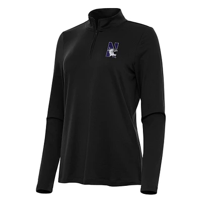 Women's Antigua Black Northwestern Wildcats Reprocess Quarter-Zip Top