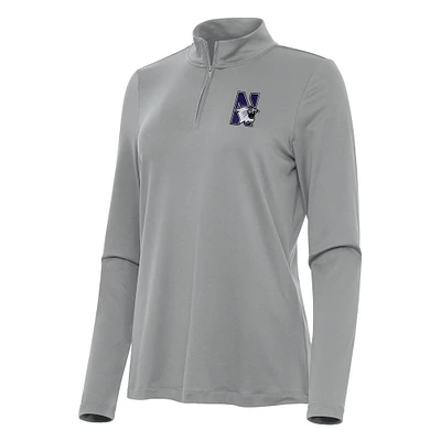 Women's Antigua Gray Northwestern Wildcats Reprocess Quarter-Zip Top