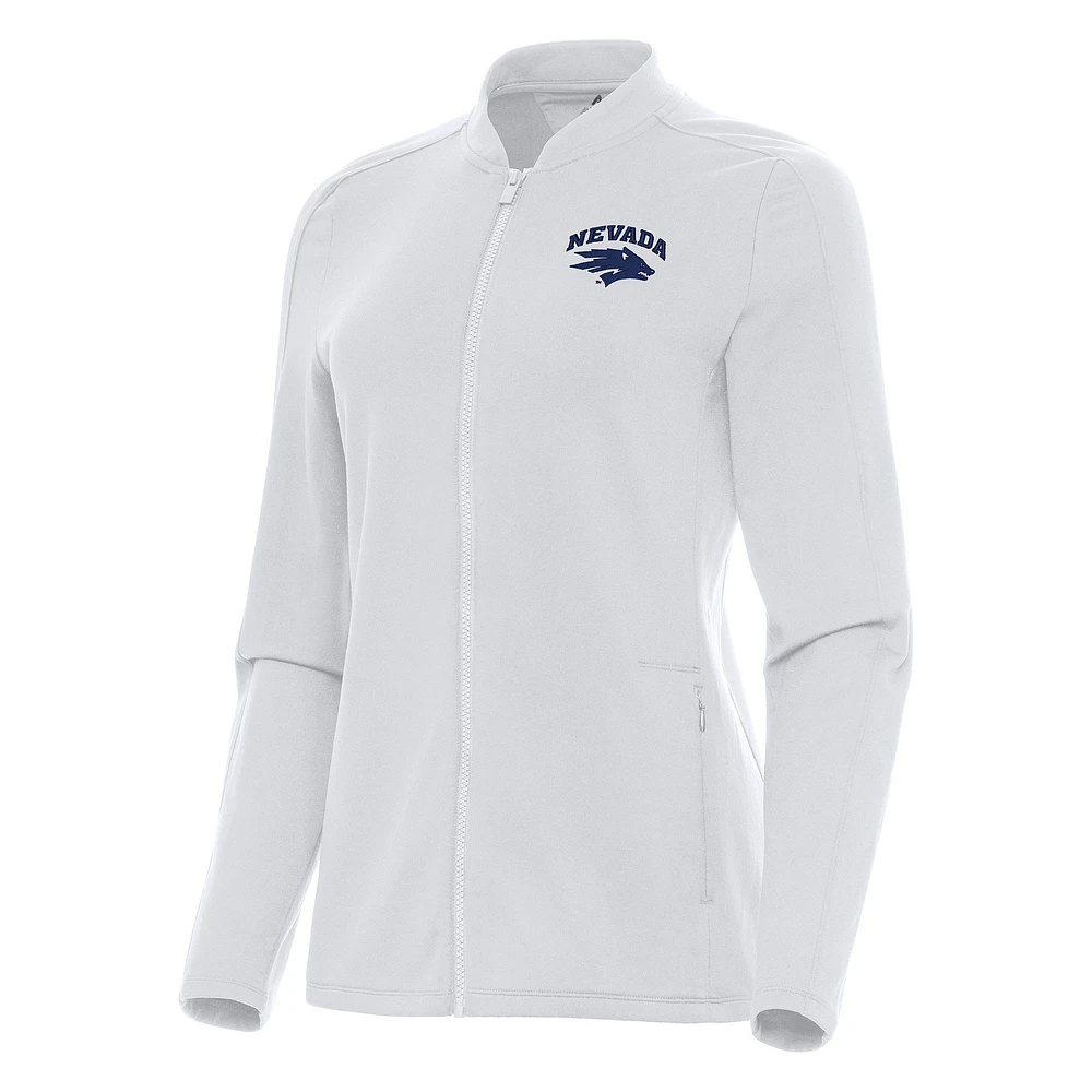 Women's Antigua White Nevada Wolf Pack Continual Full-Zip Jacket