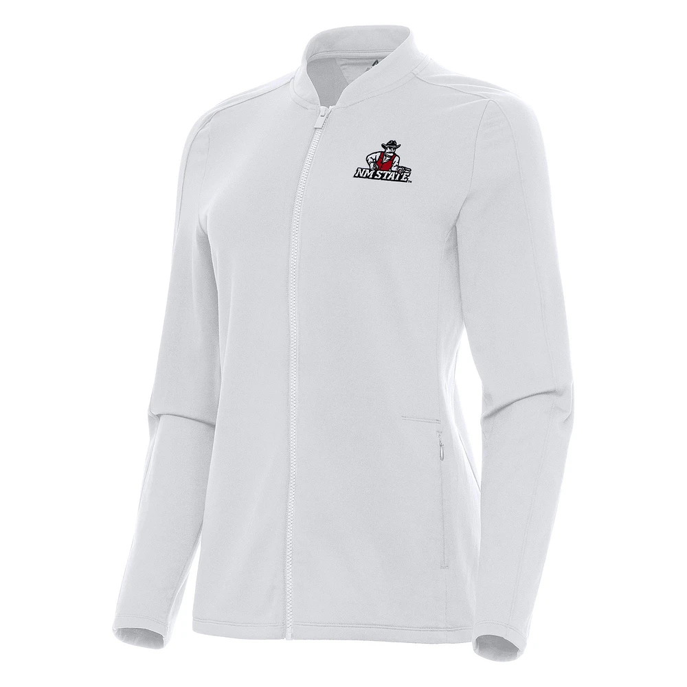 Women's Antigua White New Mexico State Aggies Continual Full-Zip Jacket