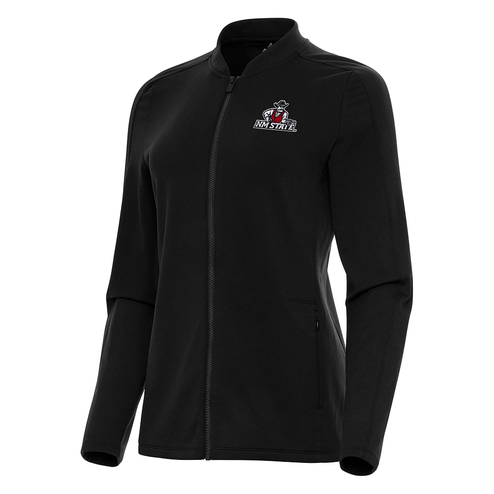 Women's Antigua Black New Mexico State Aggies Continual Full-Zip Jacket