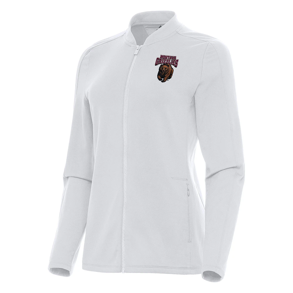 Women's Antigua White Montana Grizzlies Continual Full-Zip Jacket