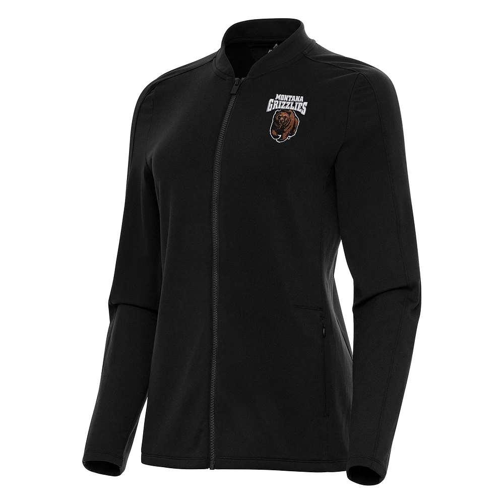 Women's Antigua Black Montana Grizzlies Continual Full-Zip Jacket