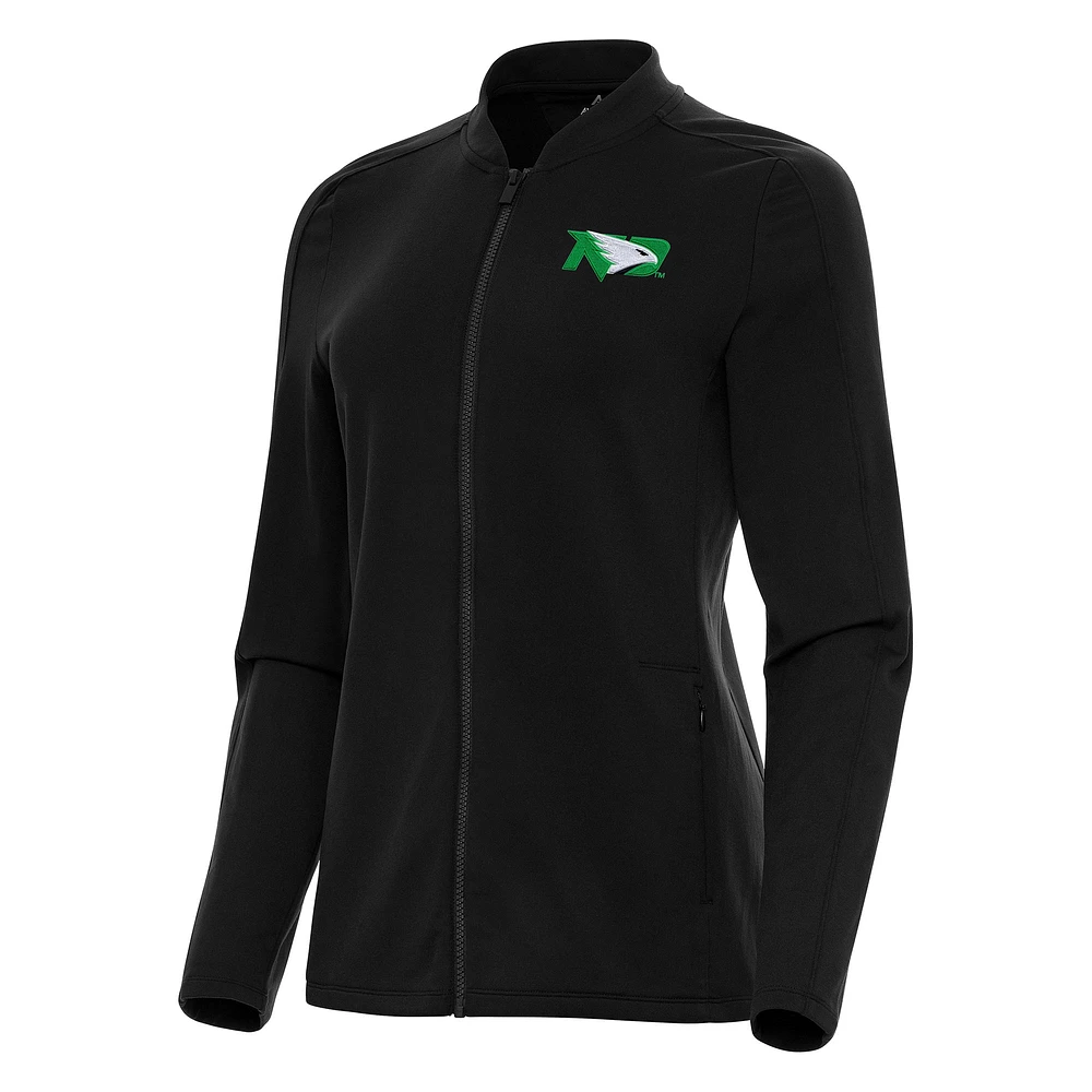 Women's Antigua Black North Dakota Continual Full-Zip Jacket