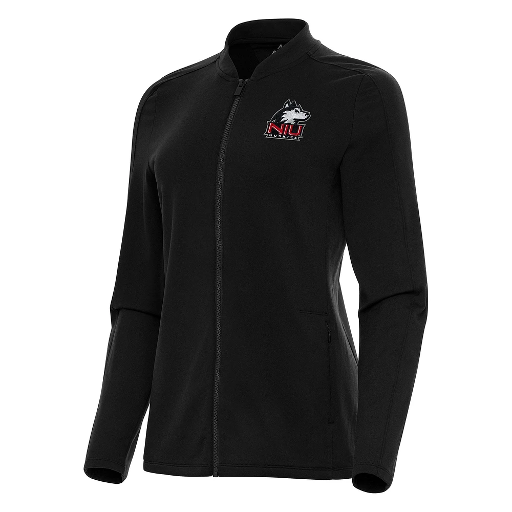 Women's Antigua Black Northern Illinois Huskies Continual Full-Zip Jacket