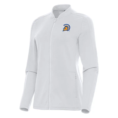 Women's Antigua White San Jose State Spartans Continual Full-Zip Jacket