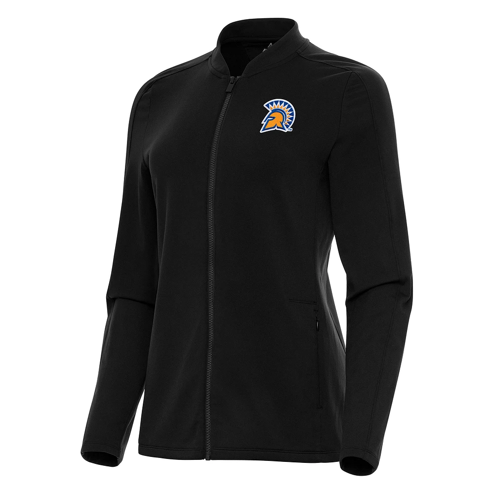 Women's Antigua Black San Jose State Spartans Continual Full-Zip Jacket