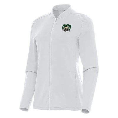 Women's Antigua White Ohio Bobcats Continual Full-Zip Jacket