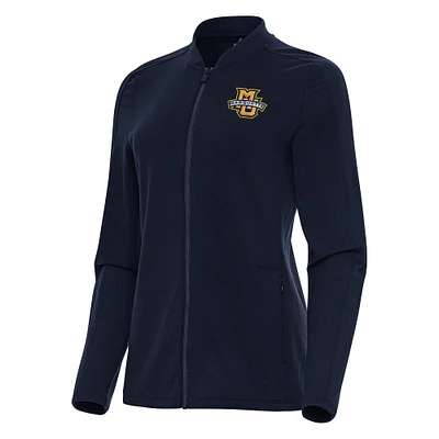 Women's Antigua Navy Marquette Golden Eagles Continual Full-Zip Jacket