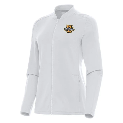 Women's Antigua White Marquette Golden Eagles Continual Full-Zip Jacket