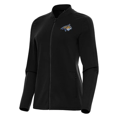 Women's Antigua Black Montana State Bobcats Continual Full-Zip Jacket