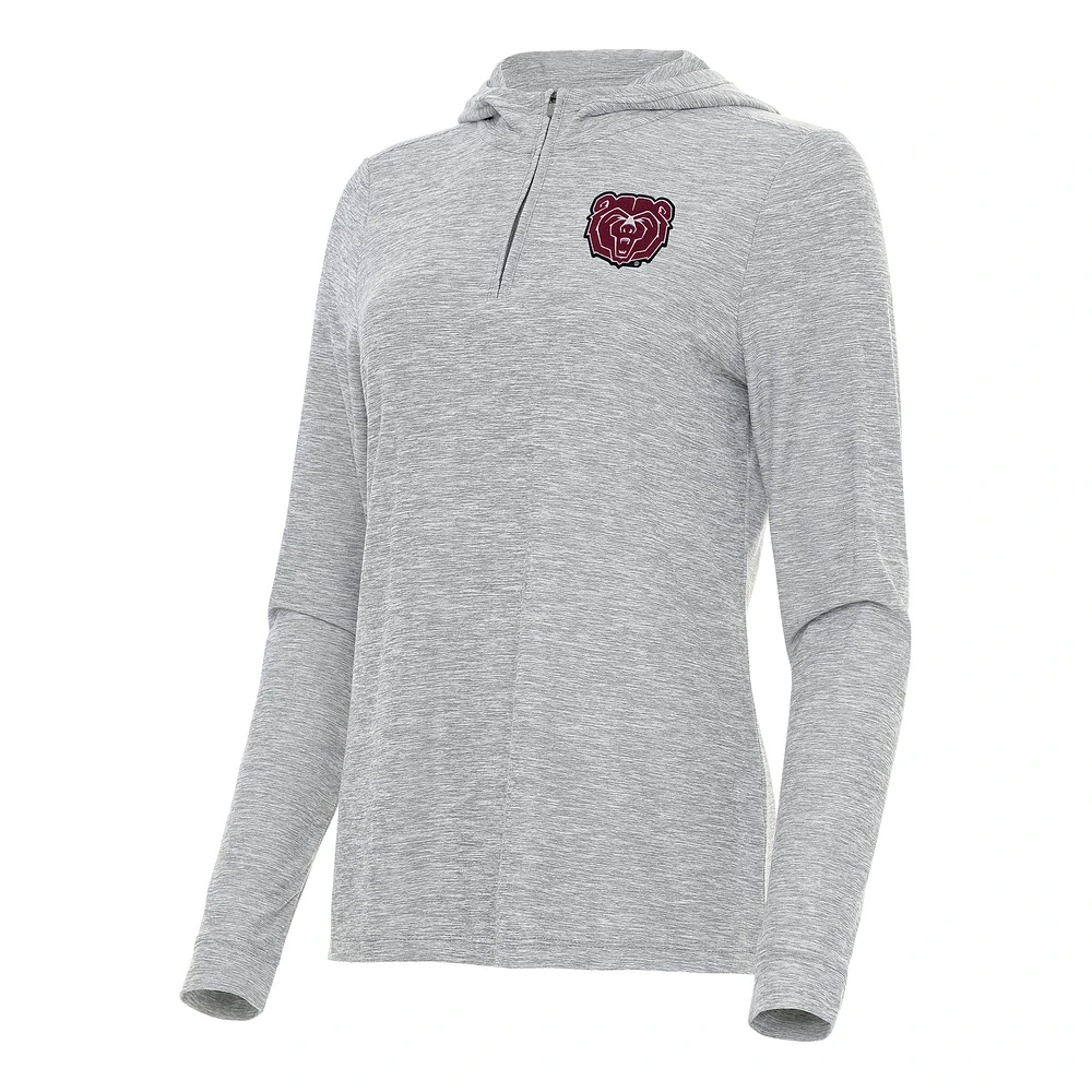 Women's Antigua Heather Gray Missouri State University Bears Daybreak Quarter-Zip Hoodie