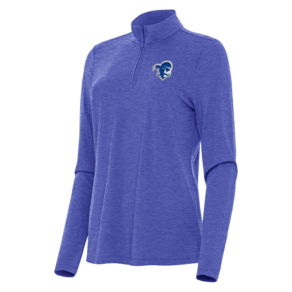Women's Antigua Heather Royal Seton Hall Pirates Bright Quarter-Zip Top