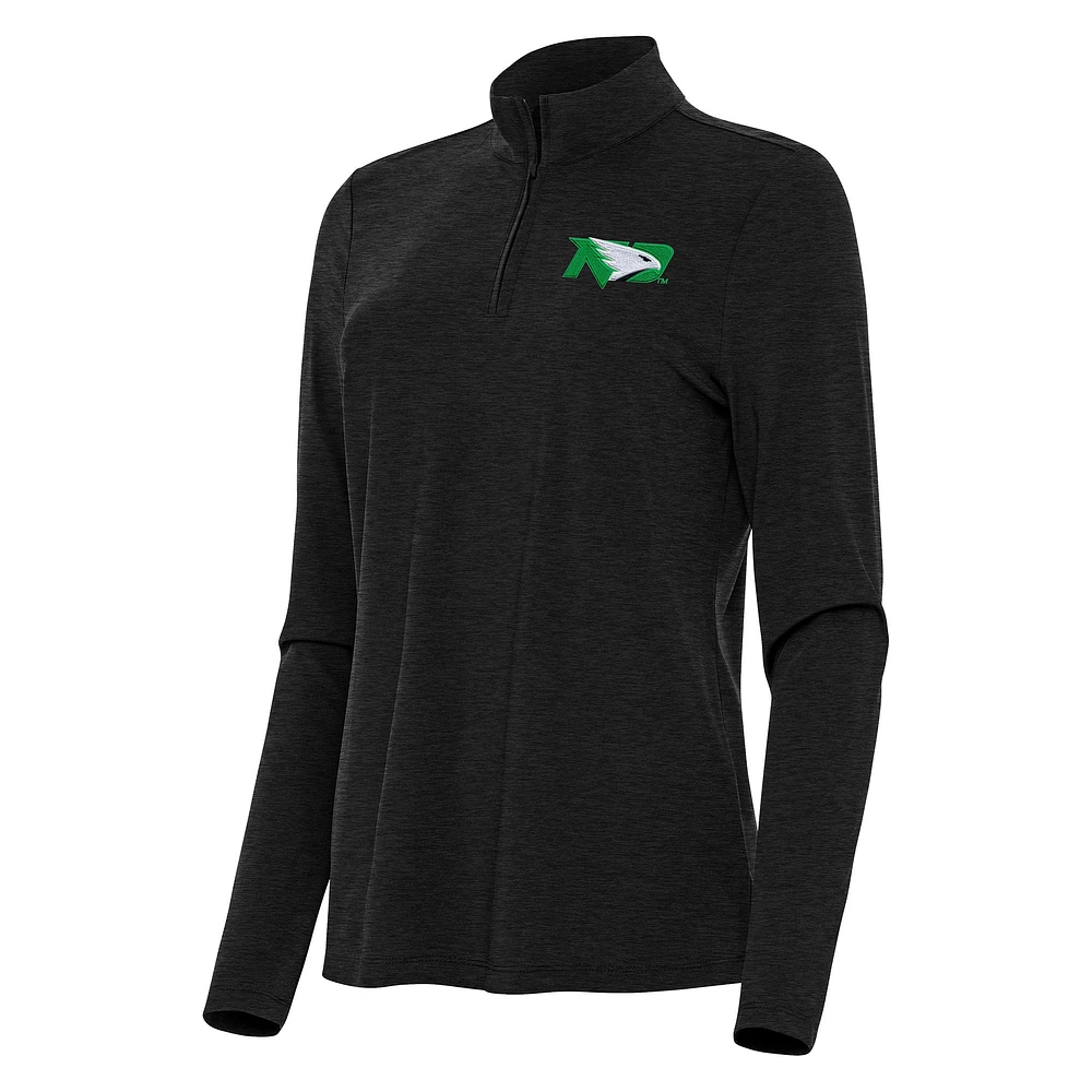 Women's Antigua Heather Black North Dakota Bright Quarter-Zip Top
