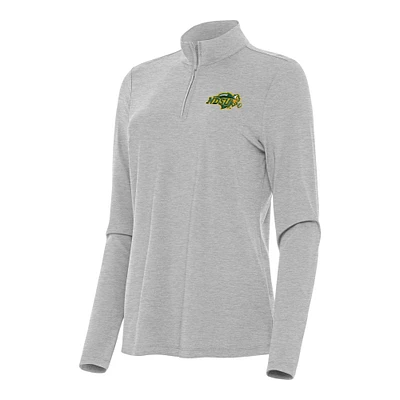 Women's Antigua Heather Gray NDSU Bison Bright Quarter-Zip Top