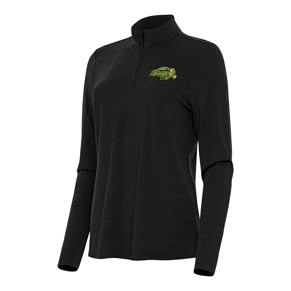 Women's Antigua Heather Black NDSU Bison Bright Quarter-Zip Top