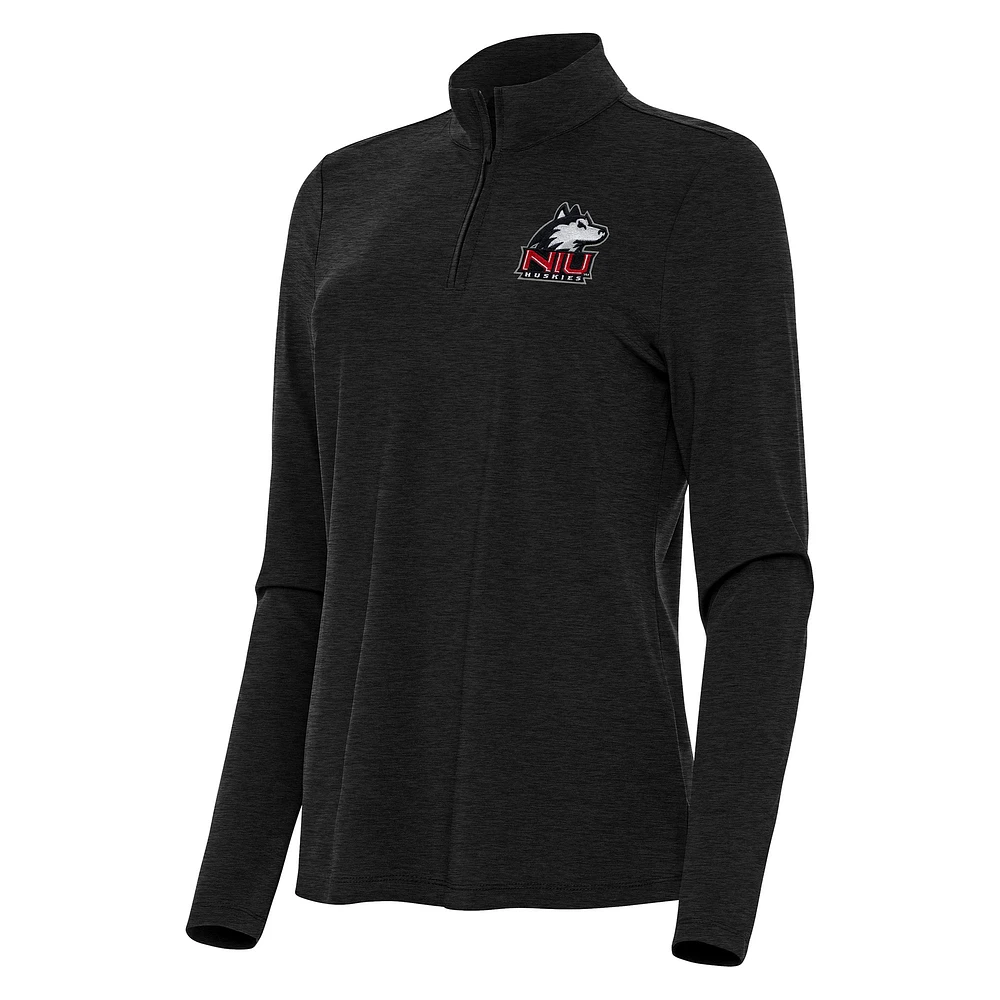 Women's Antigua Heather Black Northern Illinois Huskies Bright Quarter-Zip Top